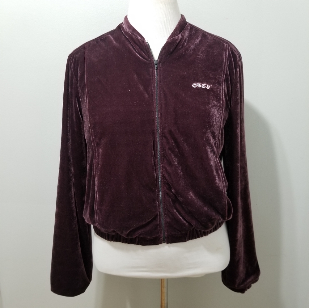 Obey Worldwide Velour Tiger Print Jacket Sz M